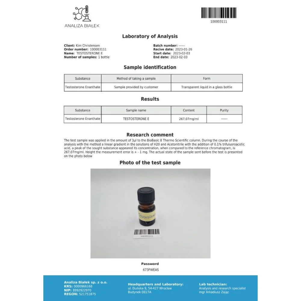 Testos 250 mg/ml (Testosterone Enanthate) 10ml vials - Image 2